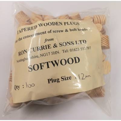 Pine Softwood Plug Pellet Timber 100 Pack 12mm Hole Tapered...