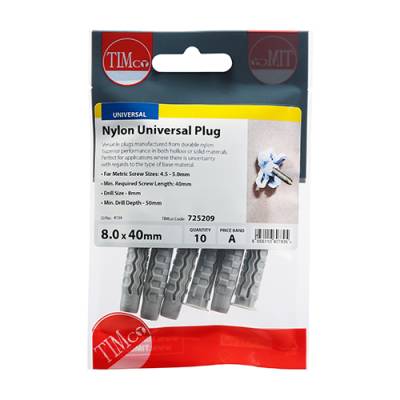 Nylon Universal Plugs 8.0 x 40...