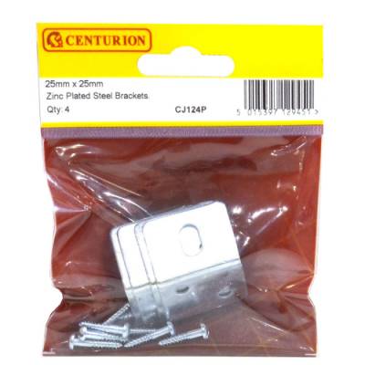25mm x 25mm ZP Slotted Steel Bracket (Pack of 4) ...
