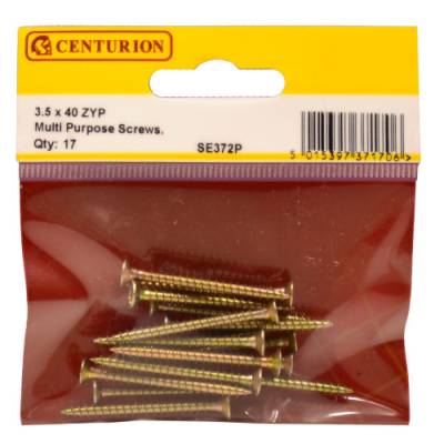 Multi Purpose Pozi Countersunk Screws, 3.5 x 40mm, Zinc Yell...