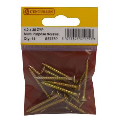 Multi Purpose Pozi Countersunk Screws, 4 x 35mm, Zinc Yellow...