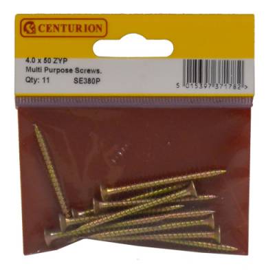 Multi Purpose Pozi Countersunk Screws, 4 x 50mm, Zinc Yellow...