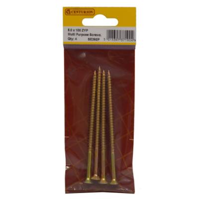 Multi Purpose Pozi Countersunk Screws, 5 x 100mm, Zinc Yello...