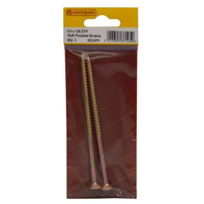 Multi Purpose Pozi Countersunk Screws, 6 x 120mm, Zinc Yello...