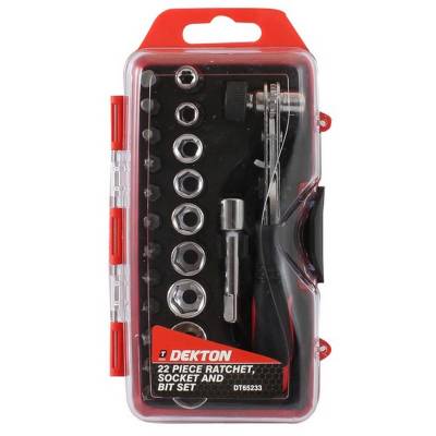 Dekton DT65233 Ratchet Wrench, Socket and Bit Set 22pc...