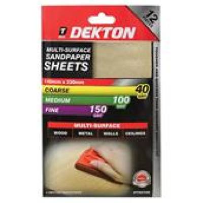 STUK DT80700 6pc Sandpaper Sheets Assorted Fine/Medium/Coars...