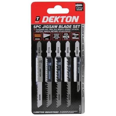 Dekton 5PC Jigsaw Blade Set T-Style Shank...