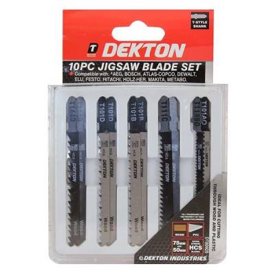 Dekton 10PC Jigsaw Blade Set T-Style Shank...