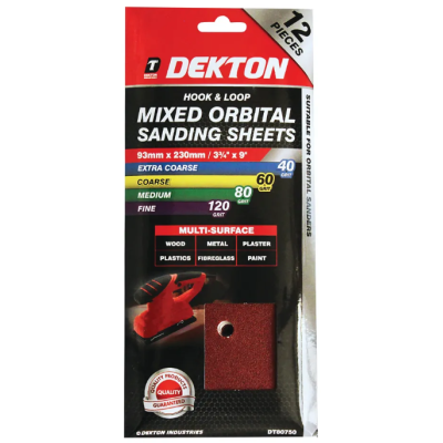 10PC HOOK AND LOOP MIXED ORBITAL SANDING SHEETS 93MMX230MM �...