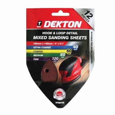 Dekton DT80770 Hook and Loop Detail Sanding Sheets 100mmx140...