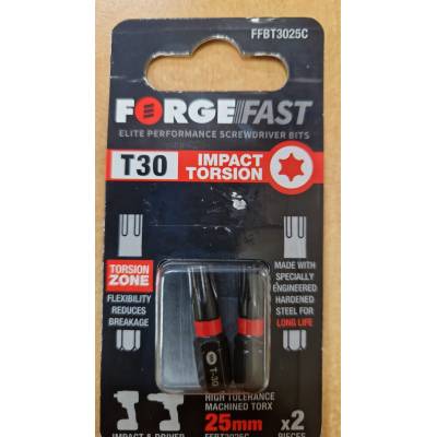 2 x T30 Set Pozi ForgeFast Impact Bits BP Per 2 (Carded) 25m...