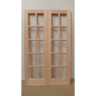French Door Pair External Timber Wooden Hemlock GTP 10 Light...