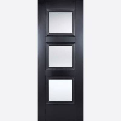 Black Primed Amsterdam Glazed 3L Internal Door  - Door Size,...