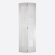 White Primed Shaker 4 Light Glazed Bi-Fold Internal Door Wooden Timber