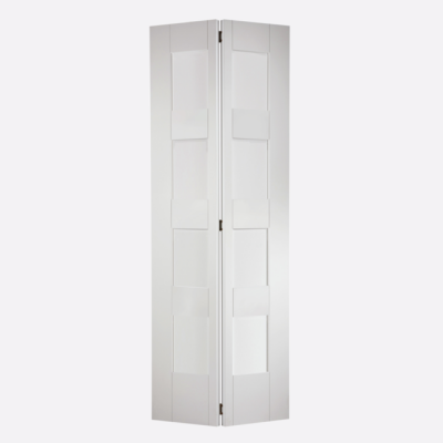 White Primed Shaker 4 Light Glazed Bi-Fold Internal Door Woo...
