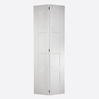 White Primed Shaker 4 Panel Bi-Fold Internal Door Wooden Tim...