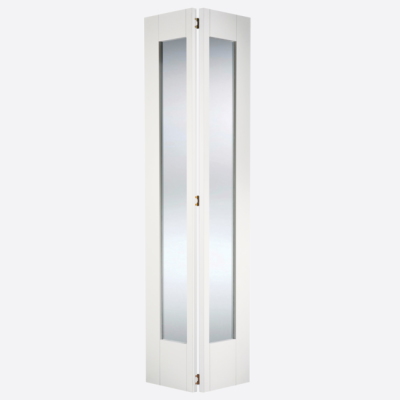White Primed Shaker Glazed Bi-Fold Internal Door Wooden Timb...