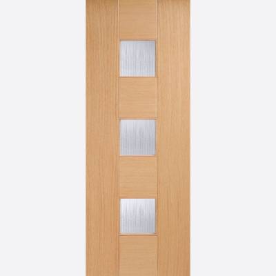 Pre-finished Oak Catalonia Clear Glazed Internal Door Wooden...