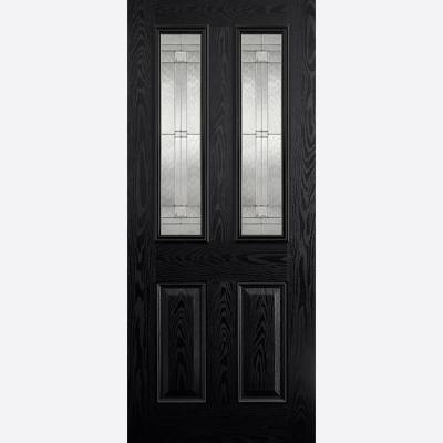 Pre Finished GRP Malton Black Glazed External Door - Door Si...