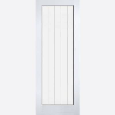 White Moulded Textured Vertical 1 Light Internal Door - Door...
