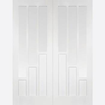 White Primed Coventry Glazed French Door Pair 