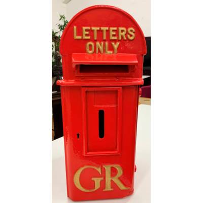 Red Post Box Original Antique Letter British Gold GR Cast Ir...