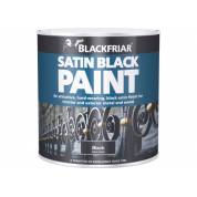 Satin Black Paint Hard Wearing Interior Exterior Metal Wood 500ml