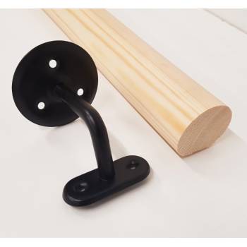 54mm 3.6m Pine Mopstick Black Brackets