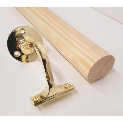 Pine mopstick round stair handrail 44mm diameter with polish...