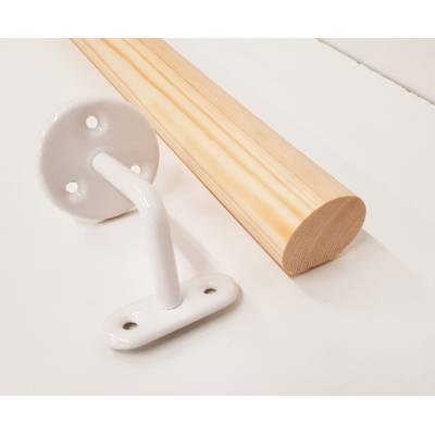 Pine mopstick round stair handrail 44mm diameter with white ...
