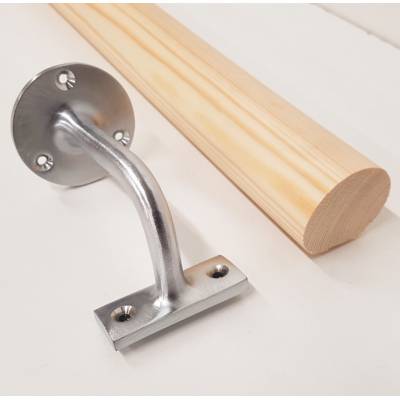 Pine mopstick round stair handrail 44mm diameter with satin ...
