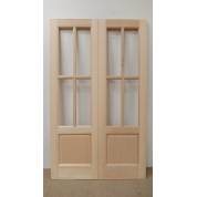 French Door Pair External Timber Wooden Hemlock 2XG 4L 4 Light Rebated Unglazed