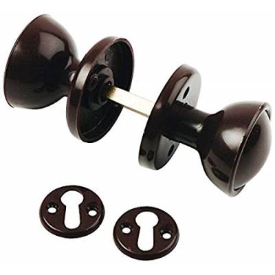Plastic Door Knob Rim and Mortice Set Black Door  Black Secu...