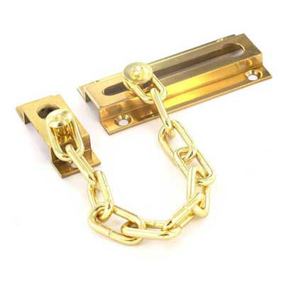 Brass Door Chain Polished Lock Security Slide Guard Restrict...