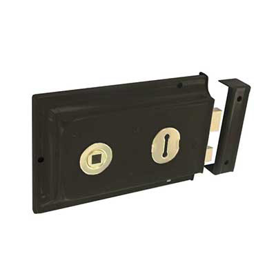 Powder Coated Dead Lock Double Handed Rim Black Gate Door Ou...