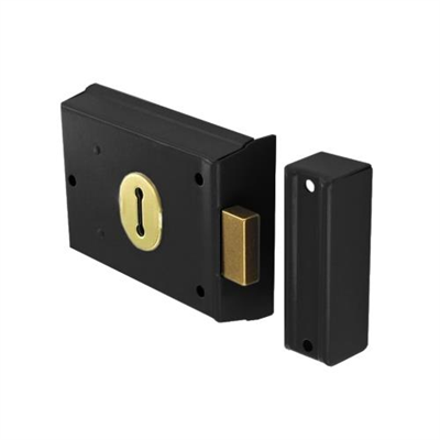 Powder Coated Dead Lock Double Handed Rim Black Gate Door Ou...