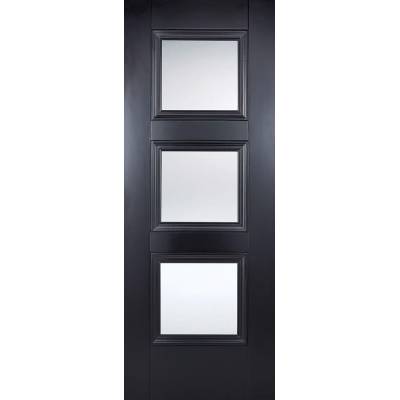 Black Primed Amsterdam Glazed Internal Door  - Door Size, Hx...