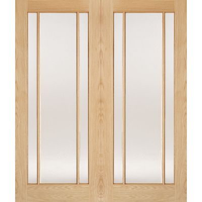 Oak Lincoln Glazed Internal French Door Pair Wooden Timber -...