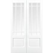 White Primed Downham Glazed Internal French Door Pair Wooden Timber