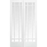 White Primed Manhattan Glazed Internal French Door Pair Wooden Timber