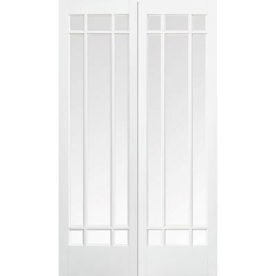 White Primed Manhattan Glazed Internal French Door Pair Wood...