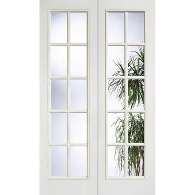 White Textured SA Glazed Internal French Door Pair Wooden Ti...