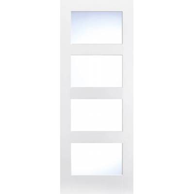 White Primed Shaker 4 Light Glazed Internal Door Wooden Timb...