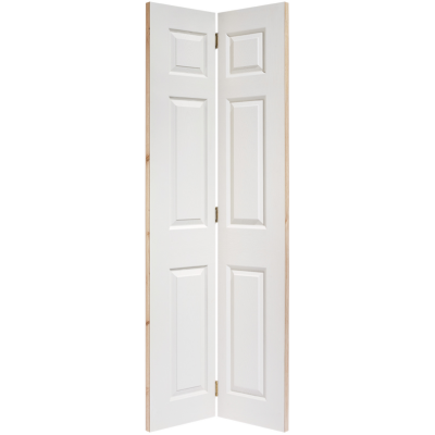 White Textured 6 Panel Bi-Fold Internal Door Wooden Timber B...