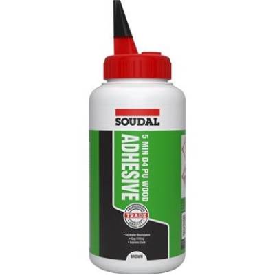 Soudal 5 Minute D4 PU Wood Adhesive 750gm Bottle Brown PU Gl...