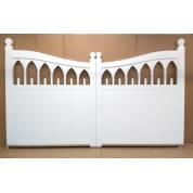 Hardwood White Driveway Double Pair Gates Arched Curved Heavy Duty Timber Wooden