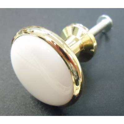 Cupboard Knob Handle Brass Porcelain Drawer or Door 28mm - P...